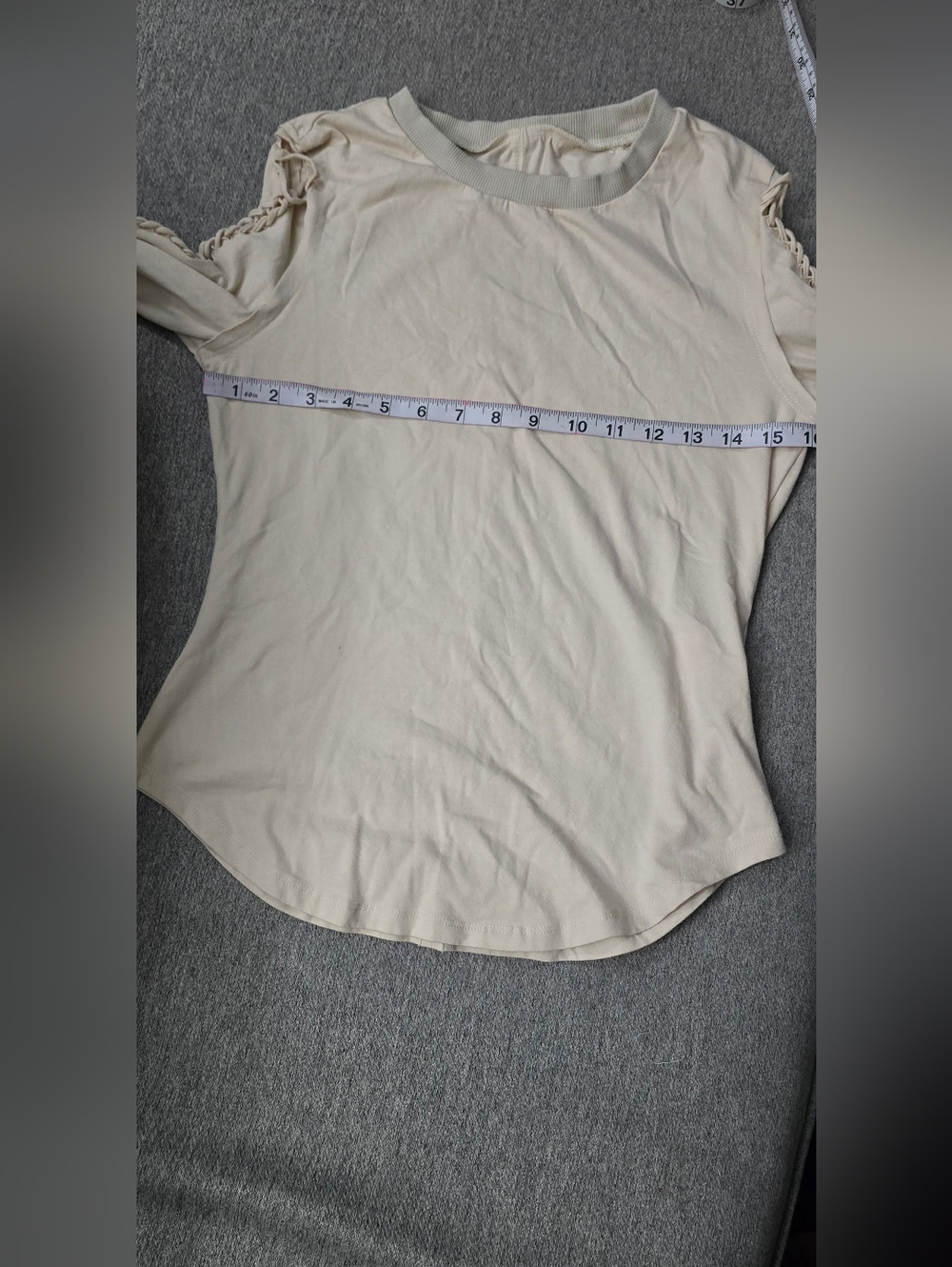 Lattice-Sleeve Long Sleeve Top in Light Ivory - Picture 11 of 14